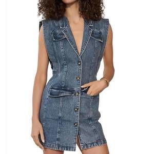 NEW HEVRON becca denim dress in blue denim